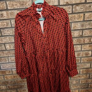 Red and Black Houndstooth Dress
